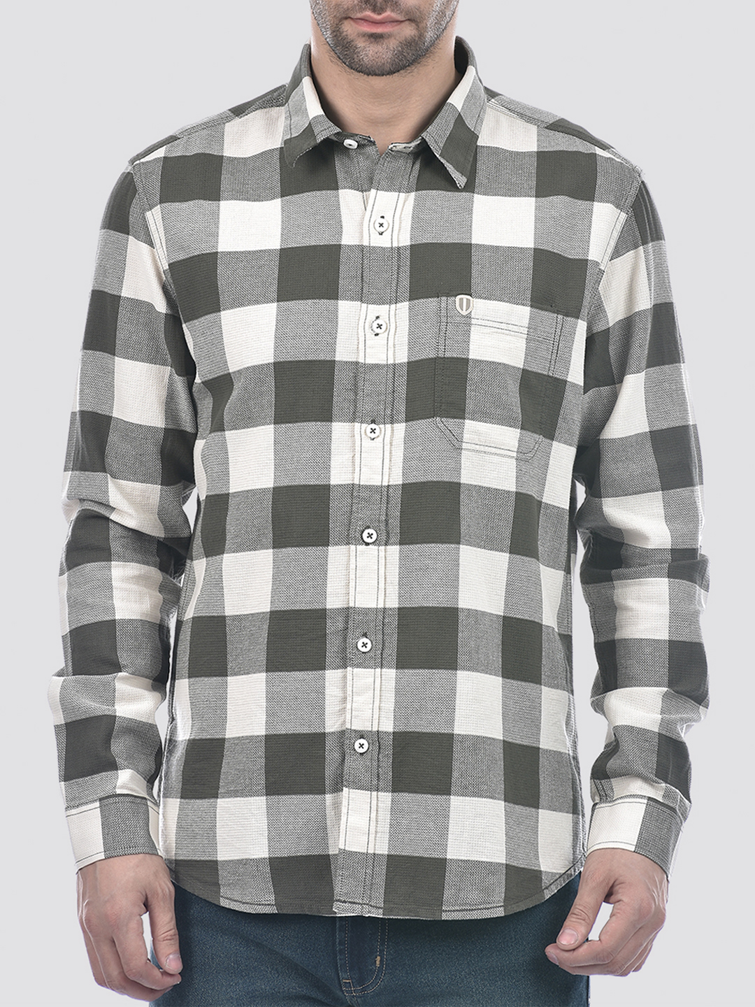 Numero Uno Men Checkered Green Shirt